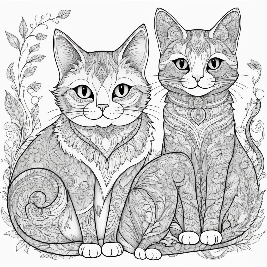 imals Coloring Page with Black and White Cats