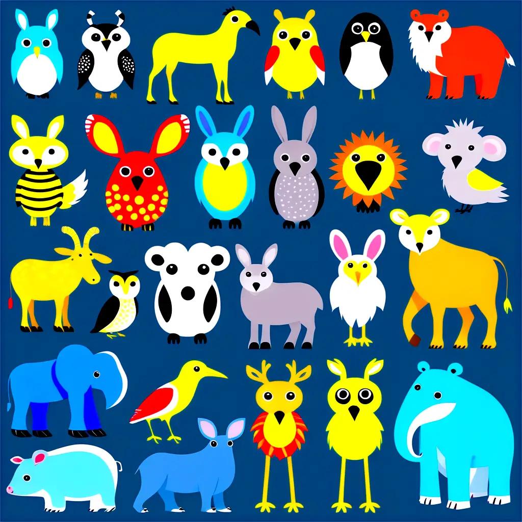 imals in a cartoon clipart set