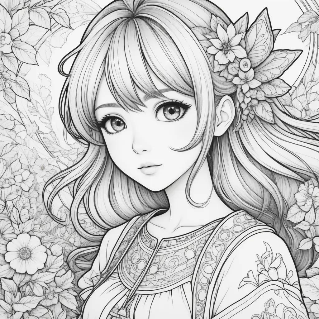 ime Coloring Page with a cute girl