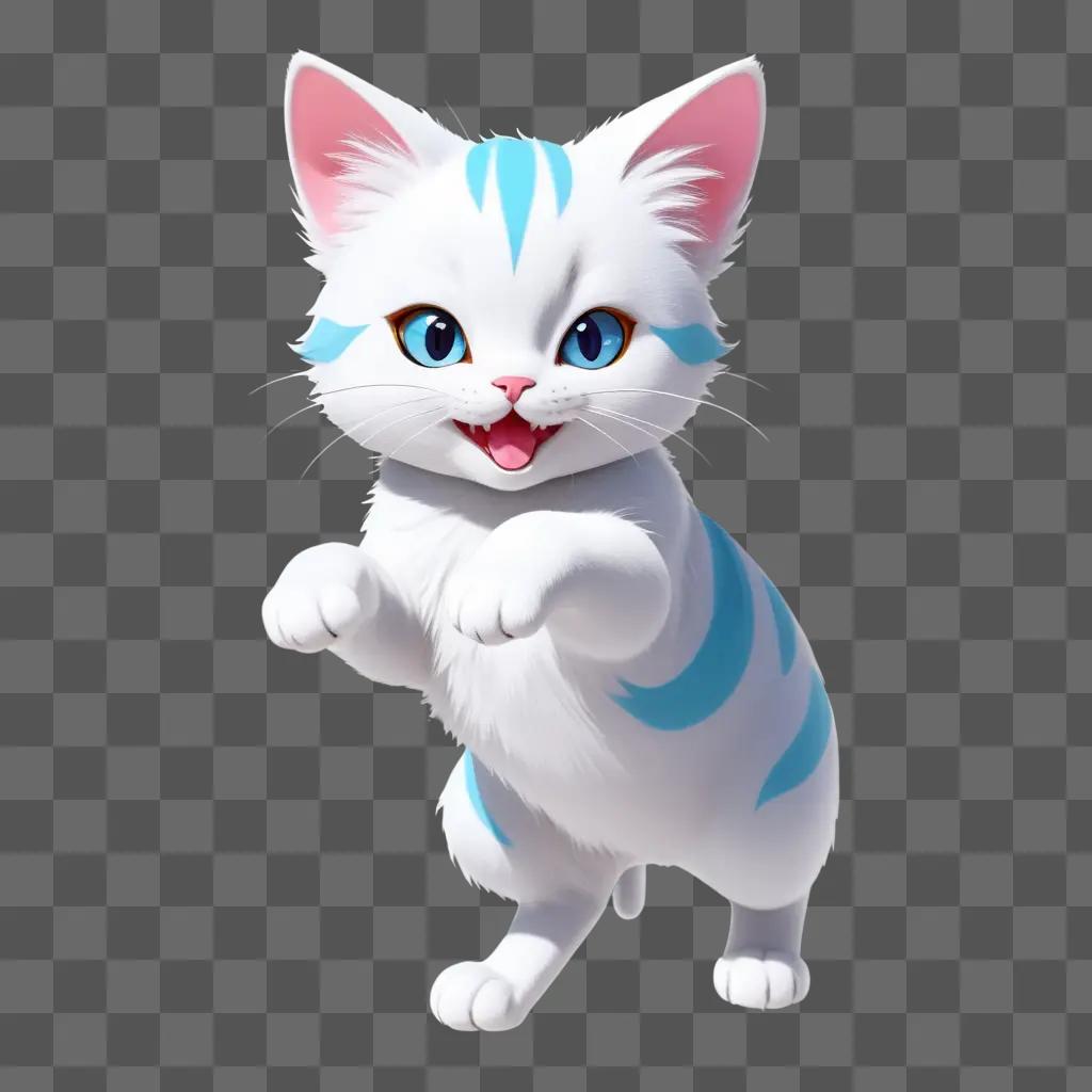 ime cat in a white and blue outfit