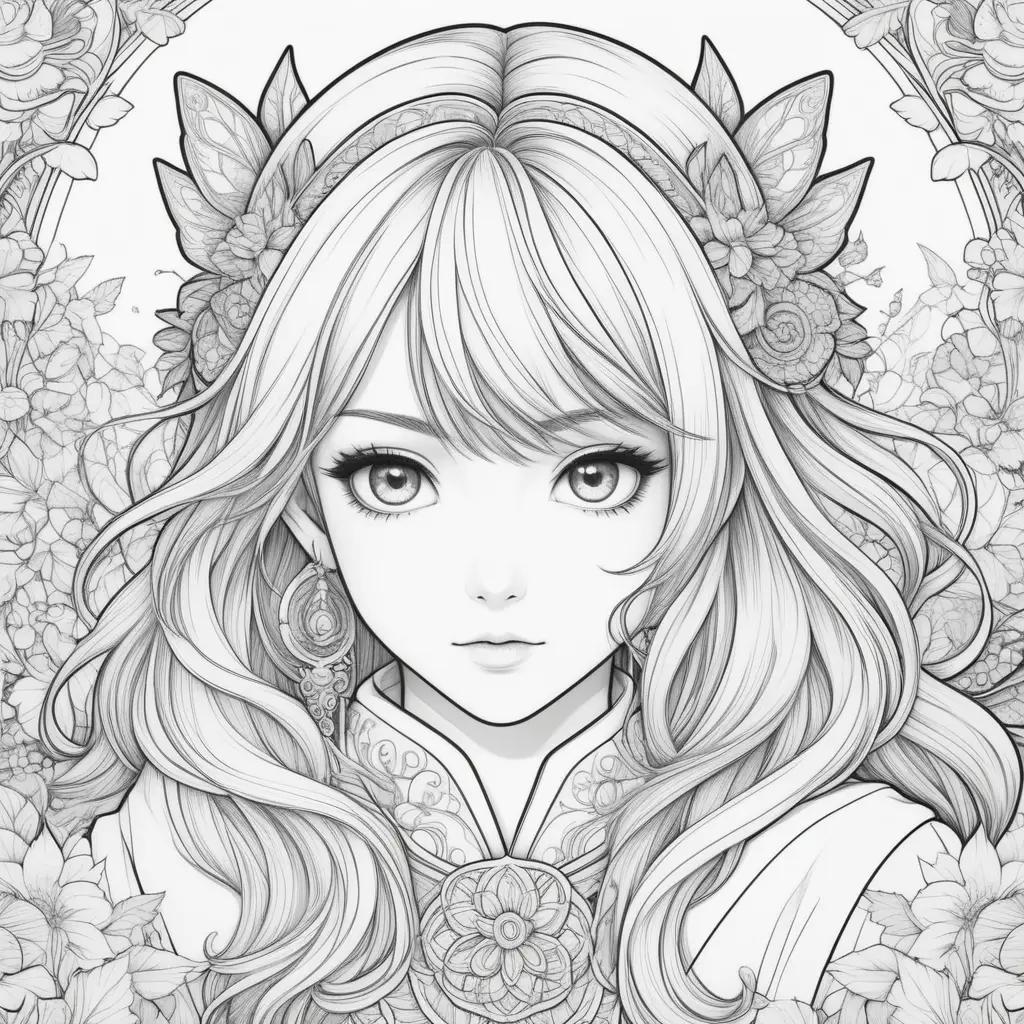 ime coloring pages with a girl wearing a flower crown