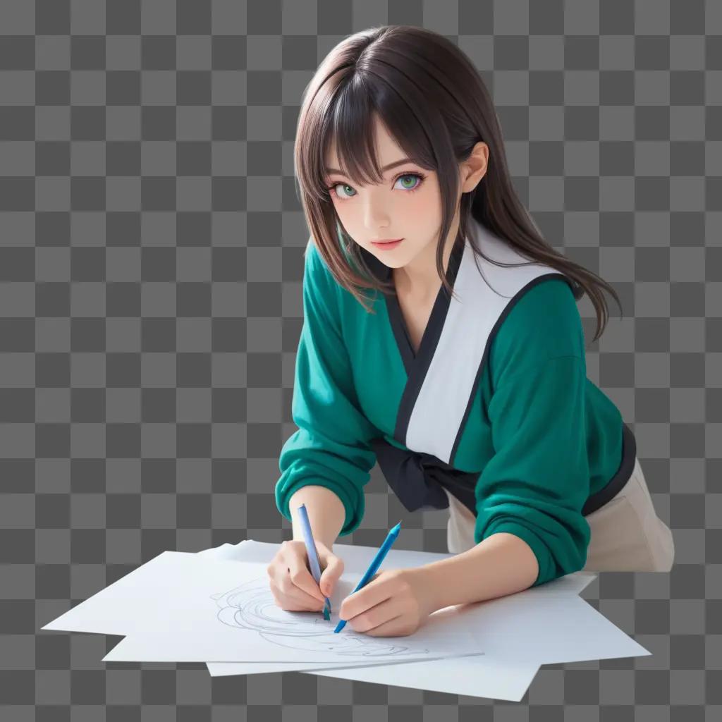 白い紙に絵を描くIMEの女の子