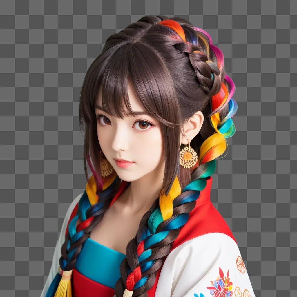 ime girl with braided hair in multicolored hair