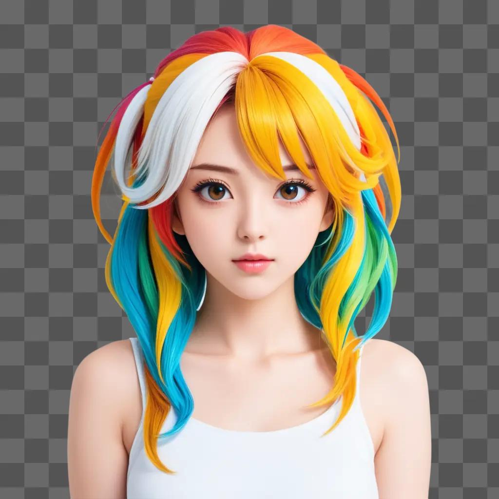 ime girl with multicolored wig and earring