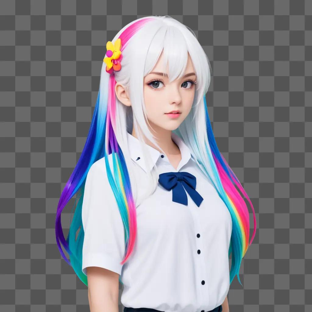 ime girl with rainbow hair posing for a picture