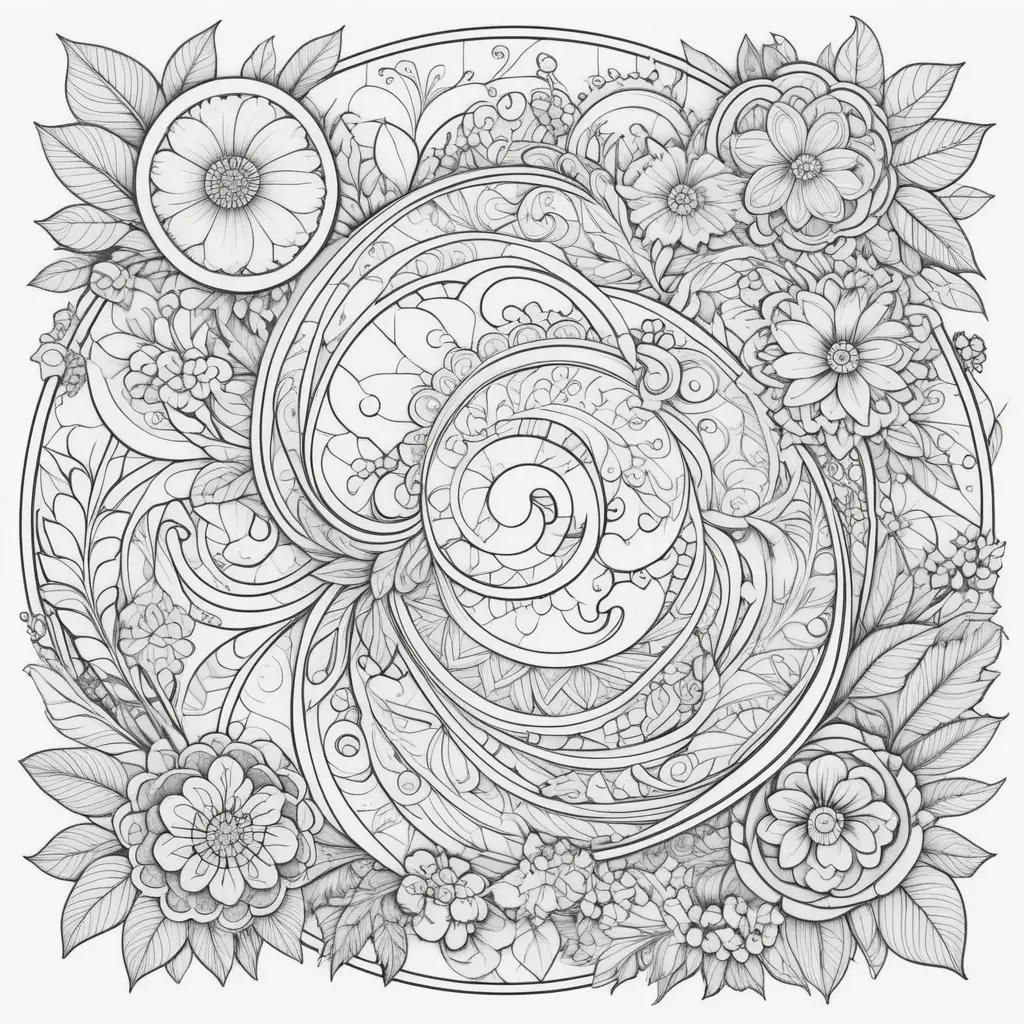 intricate floral design in black and white coloring pages by numbers online