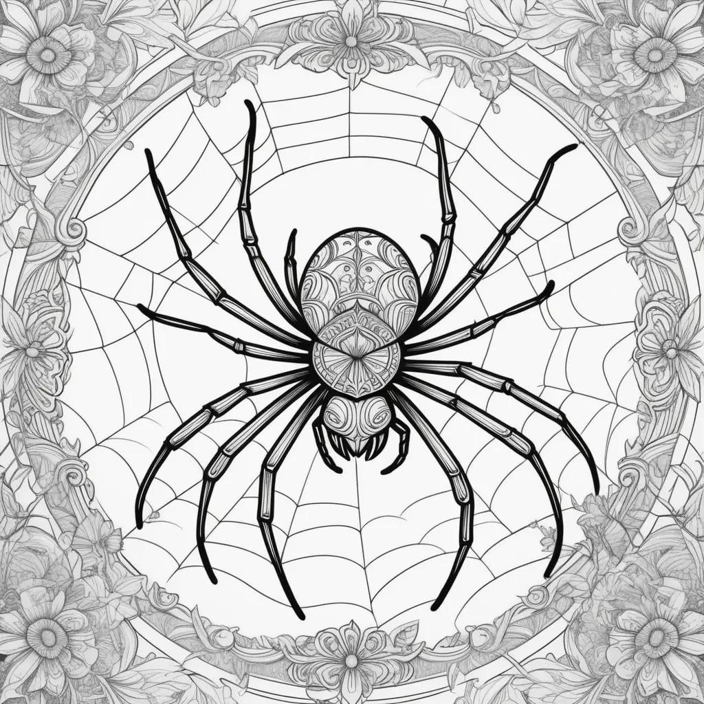 intricate spider drawing on a coloring page