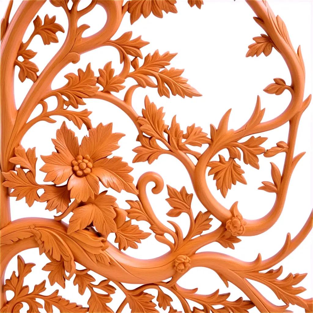 intricate woodwork design of leaves and branches