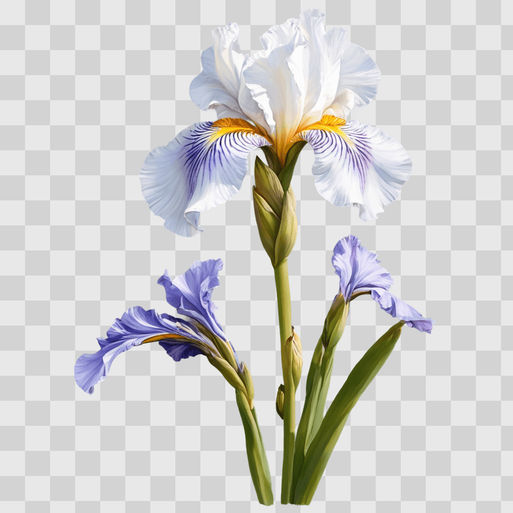 iris flower drawing A flower with purple leaves and white petals