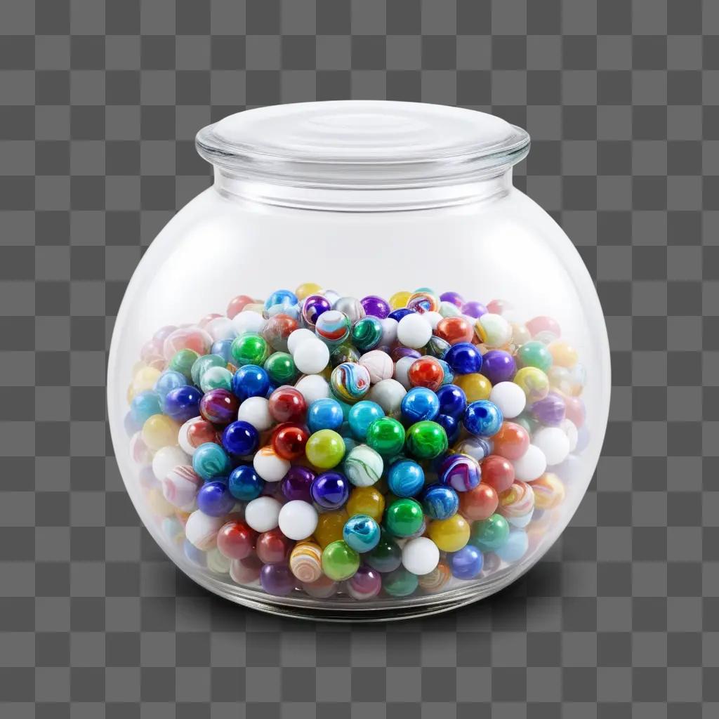 jar filled with colorful marbles is transparent