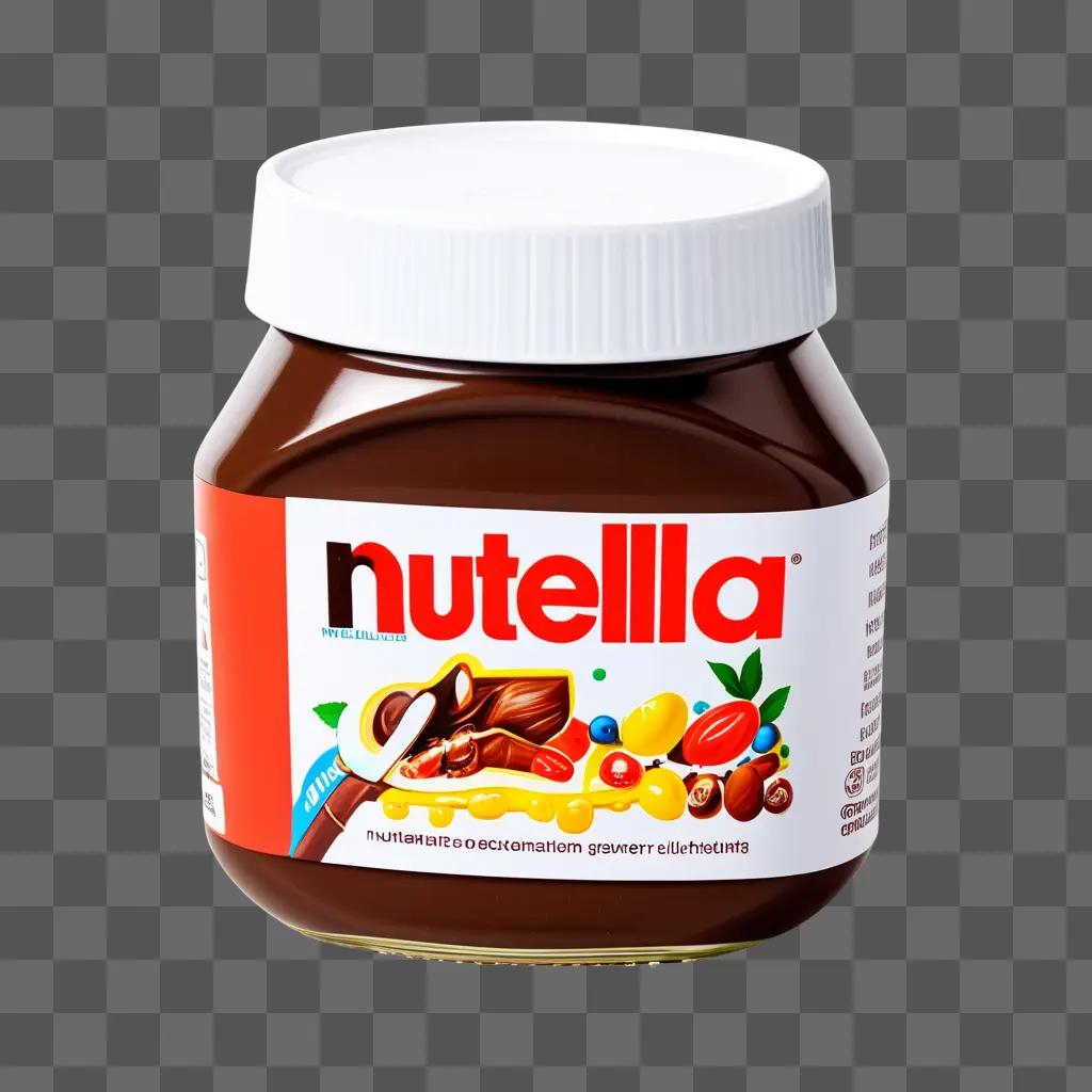 jar of Nutella sits on a beige background