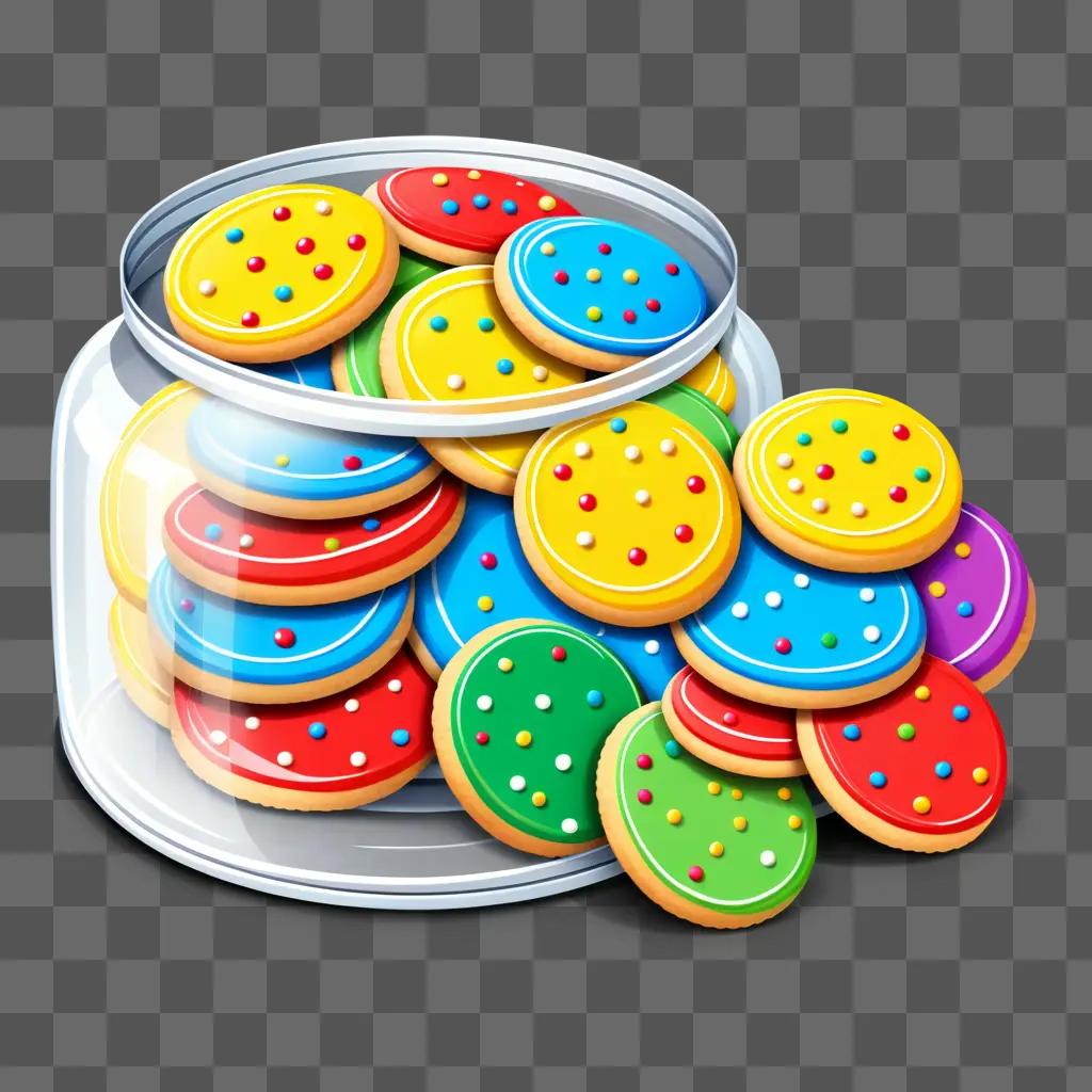 jar of colorful cookies is ready to eat