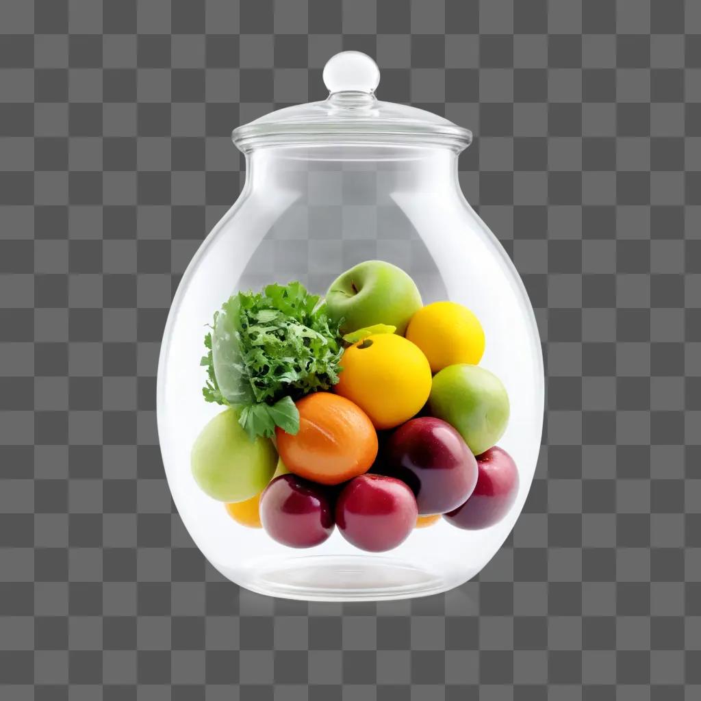 jar of fresh fruits with clear lids