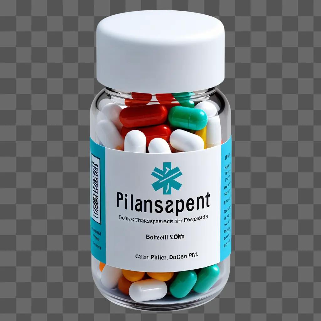 jar of pills in a transparent bottle