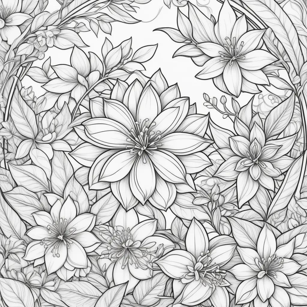 jasmine flower with leaves coloring page