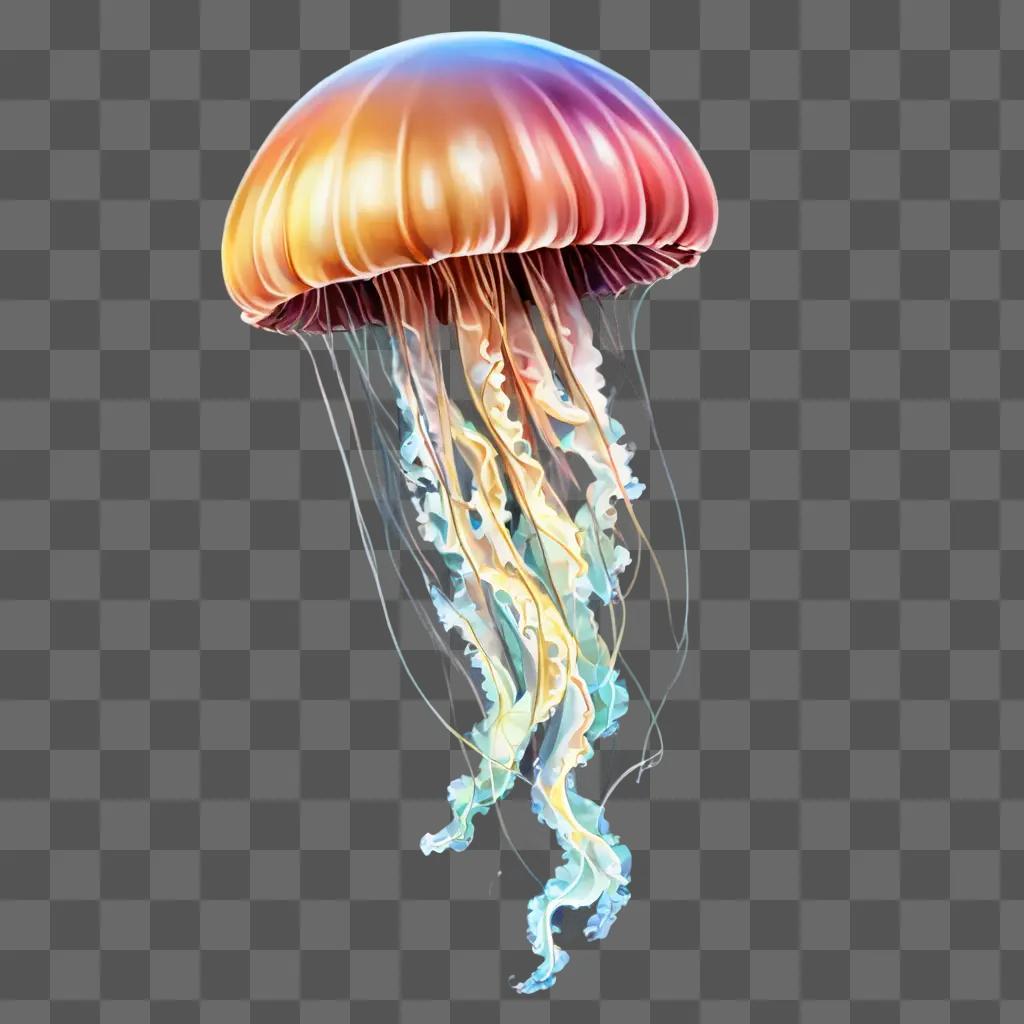 jelly fish drawing A jellyfish in a vivid rainbow hue