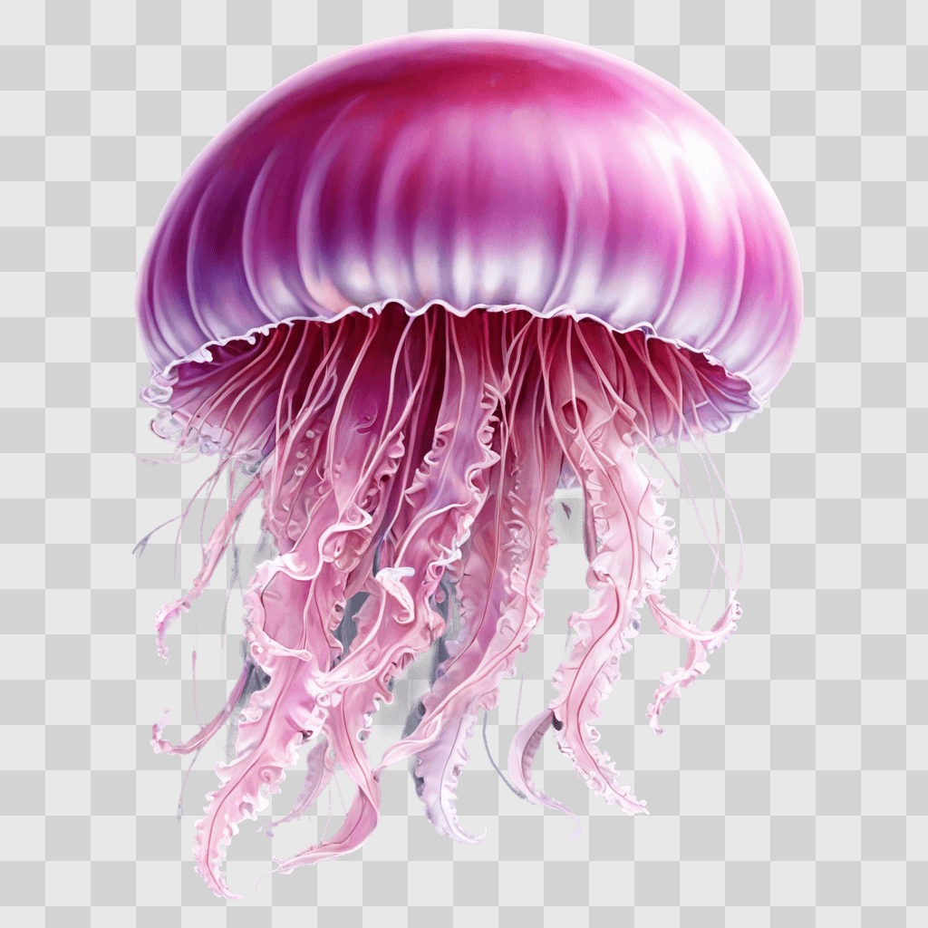 jelly fish drawing A pink jellyfish floating on a pink background