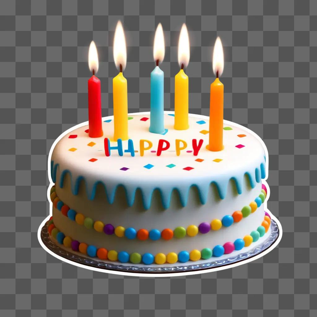 joyful birthday cake with candles sticker