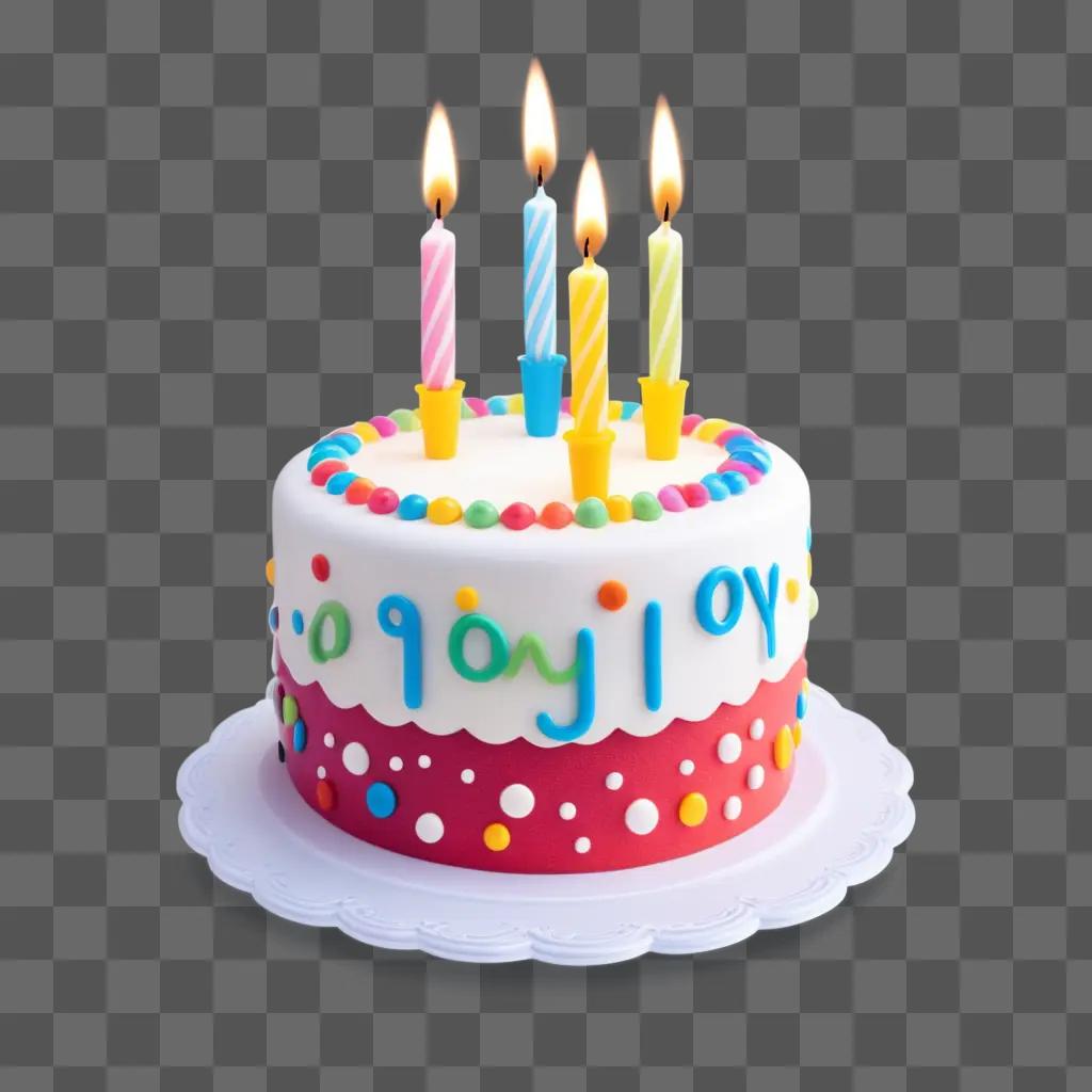 joyful birthday cake with colorful candles