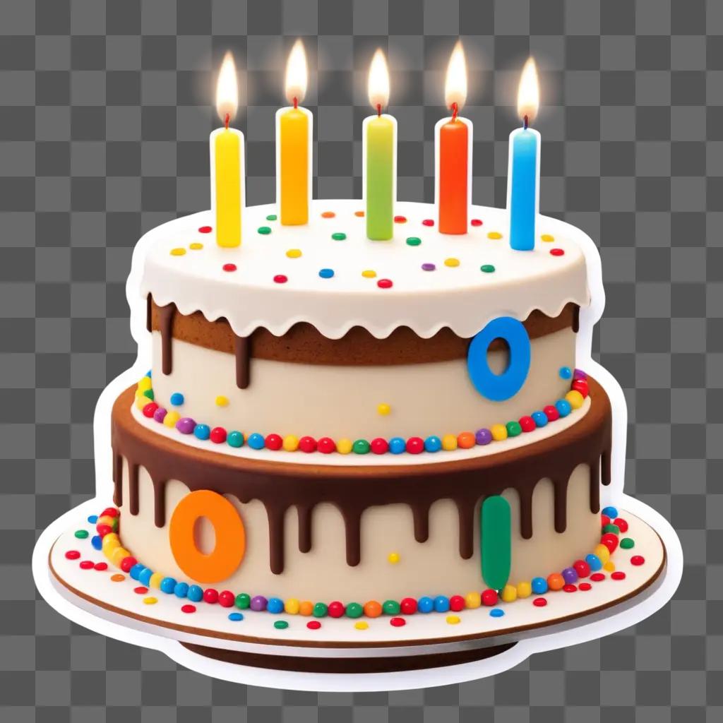 joyful birthday cake with colorful candles sticker