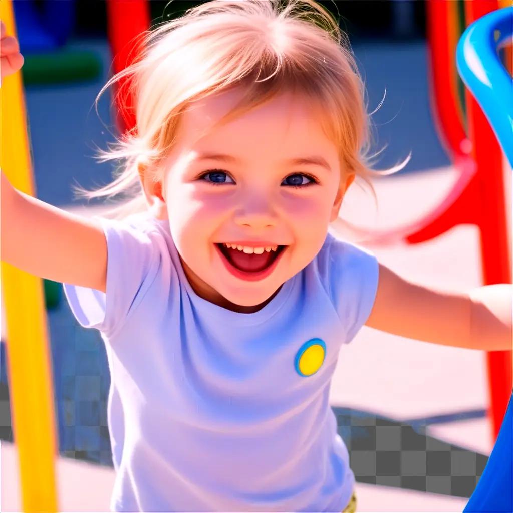 joyful child smiles at the camera