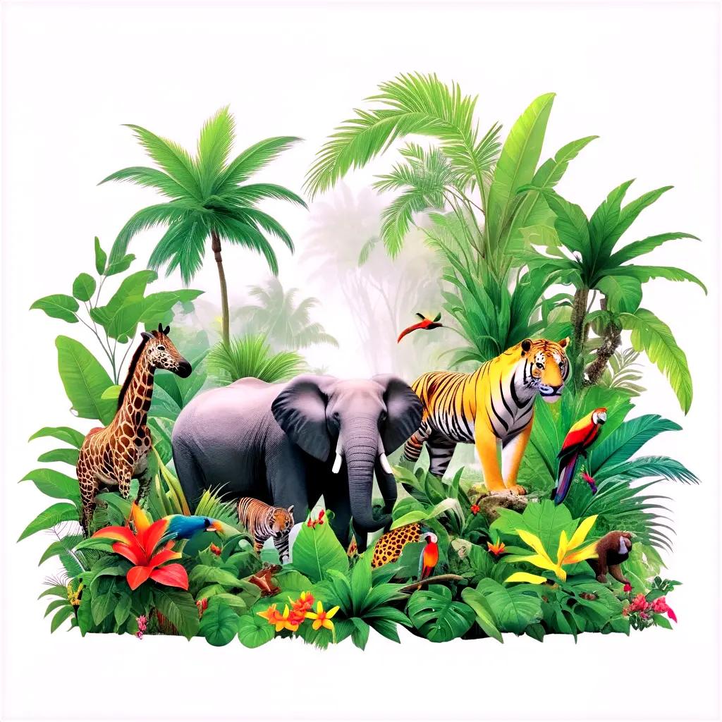 jungle teeming with a variety of animals