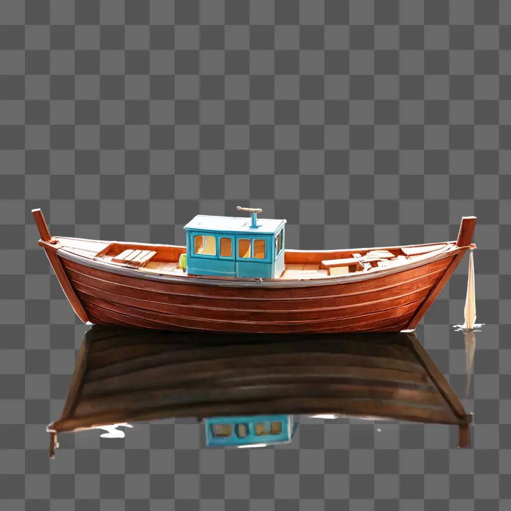 可愛いかわいいボートの絵 水域の小さな木のボート