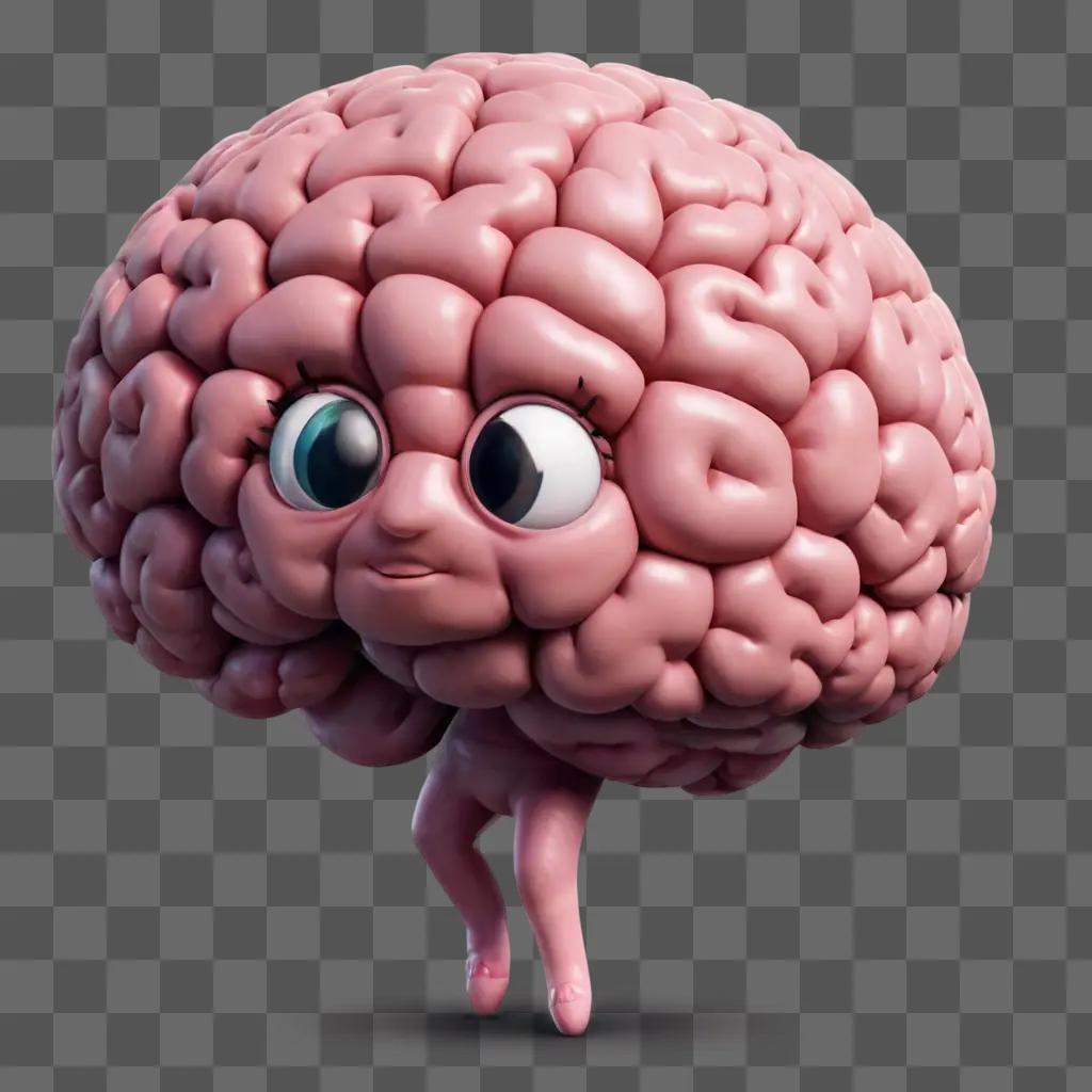 可愛いかわいい脳の描画目と腕を持つ漫画の脳はピンクです