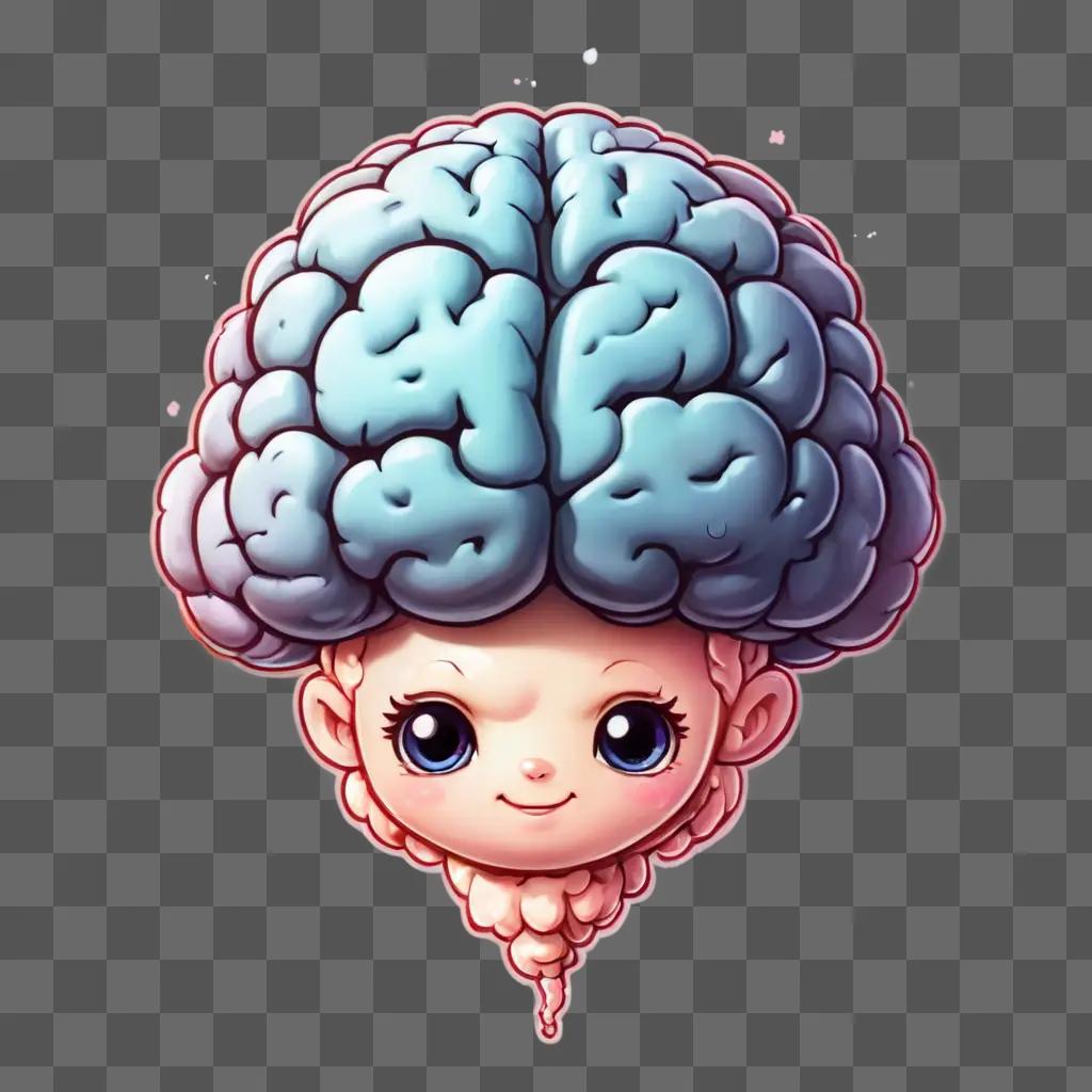 可愛い可愛い脳の絵 頭に脳みそを乗せた漫画の女の子