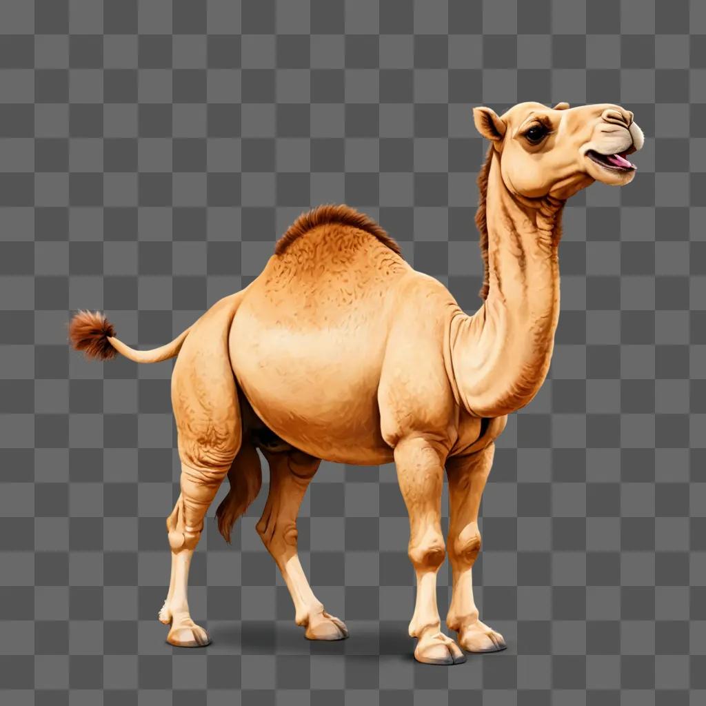 kawaii cute camel drawing A camel with a brown background and a pink mouth