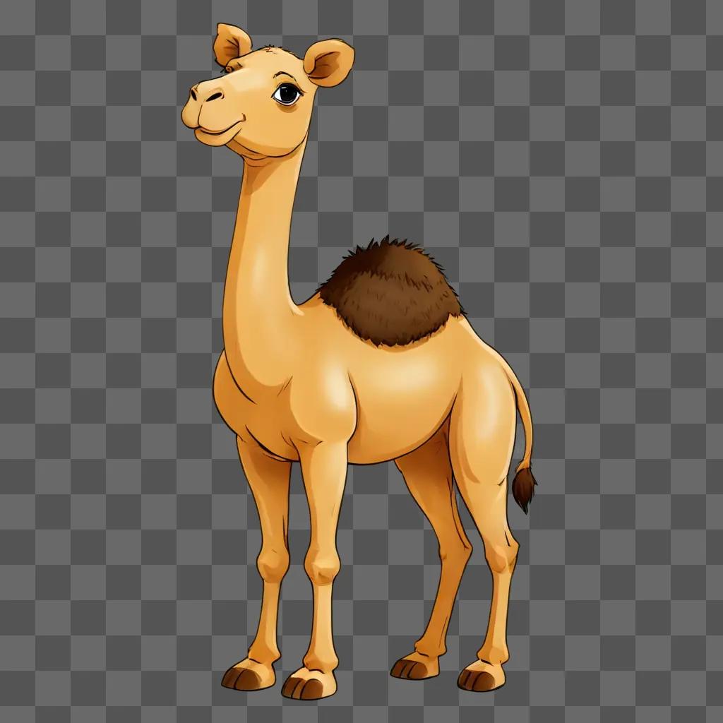 kawaii cute camel drawing A cartoon camel with a brown head and a tan body