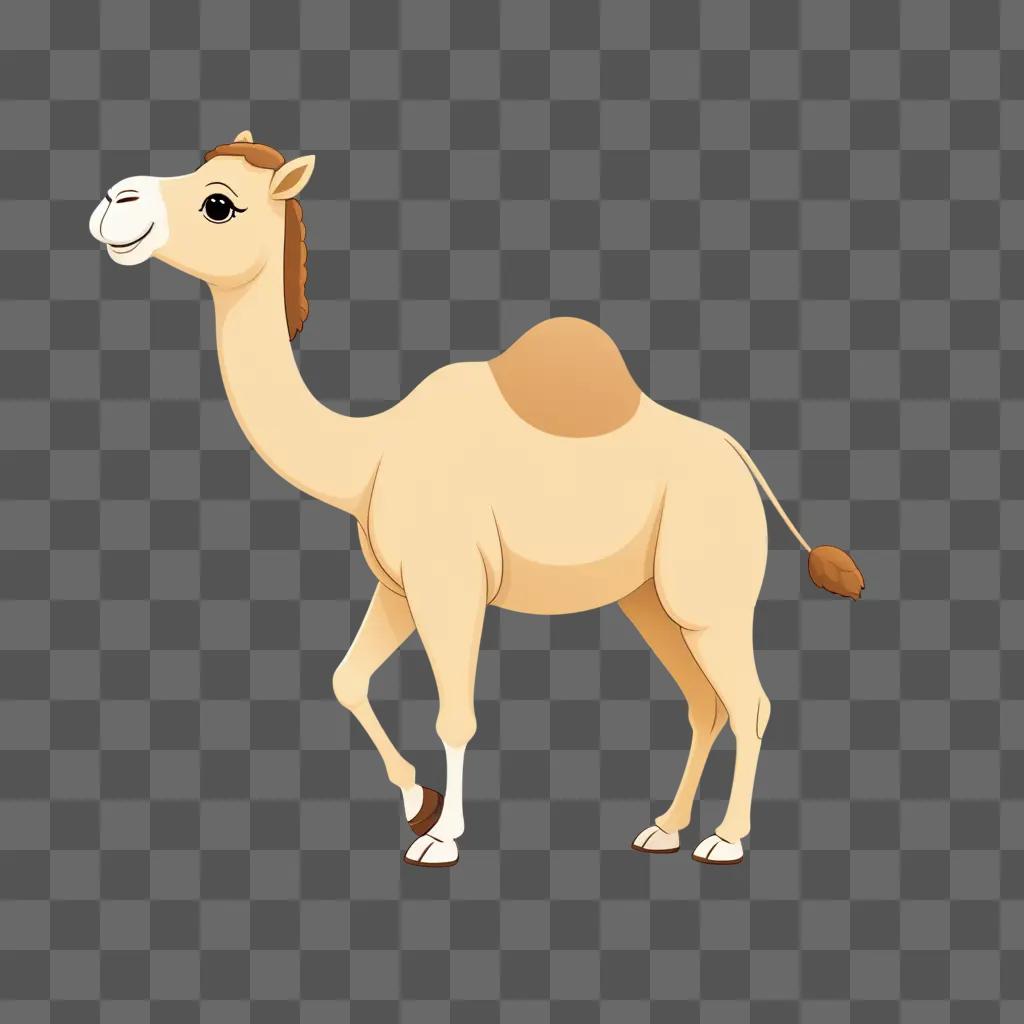 kawaii cute camel drawing on a beige background