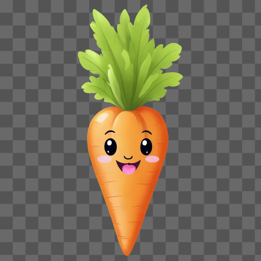 kawaii cute carrot drawing A cartoon carrot with a happy face