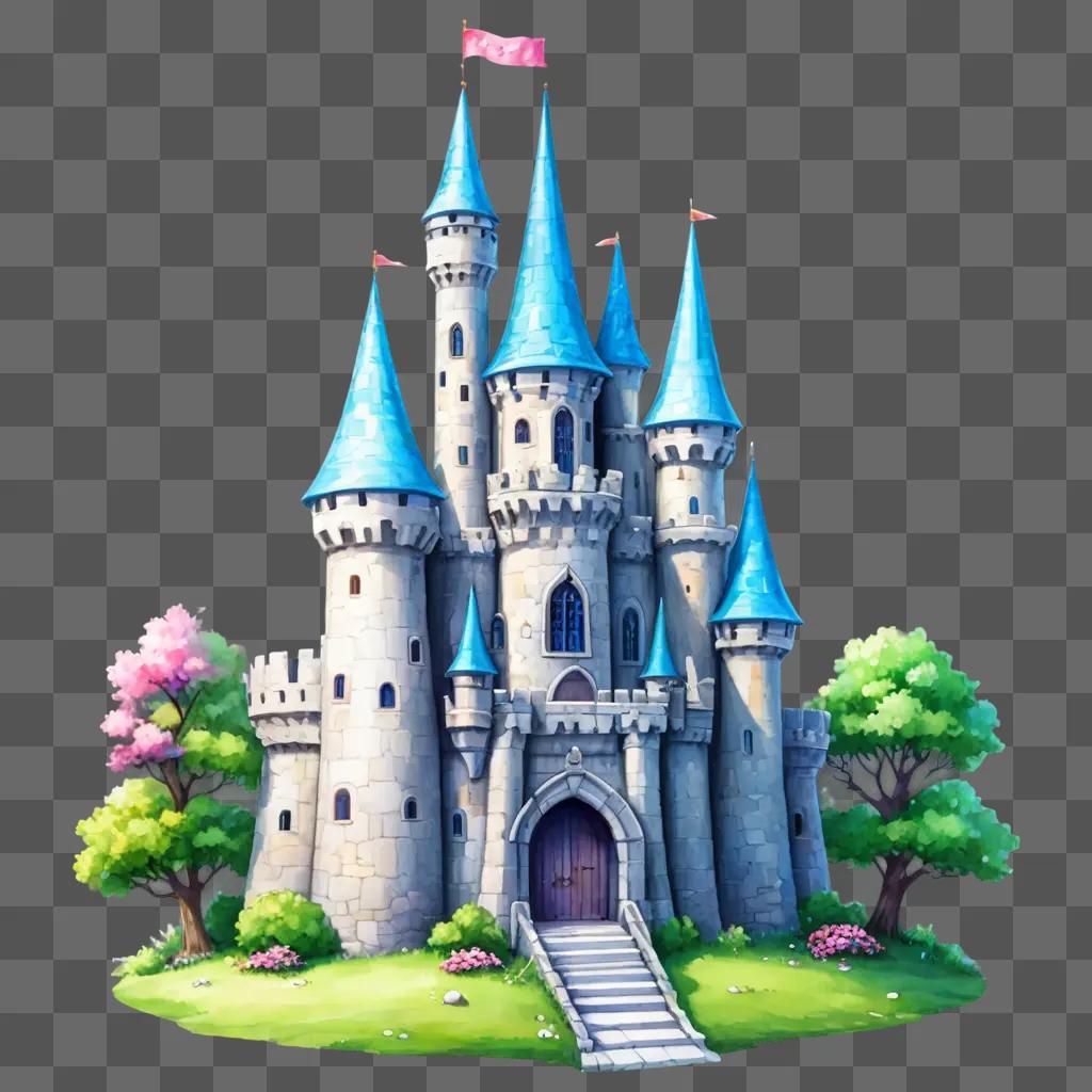 kawaii cute castle drawing A fairy tale castle in the sky