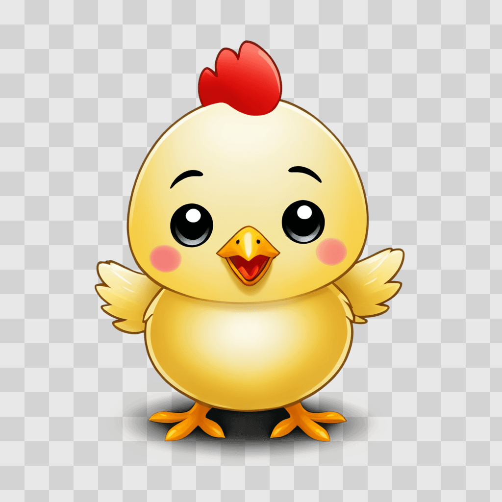 kawaii cute chicken drawing A cute yellow cartoon chicken