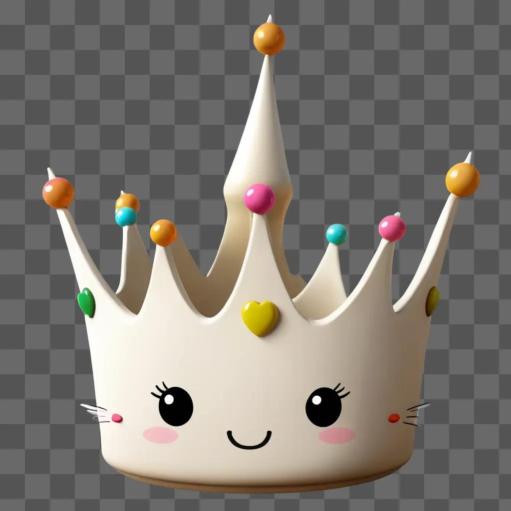 kawaii cute crown drawing A cartoon princess crown with a smiling face