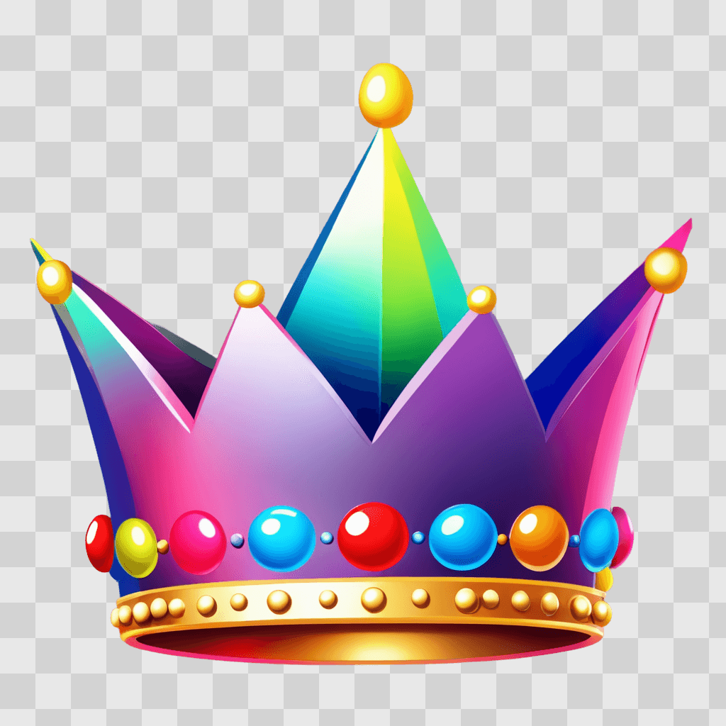 kawaii cute crown drawing A colorful crown sits on a dark background