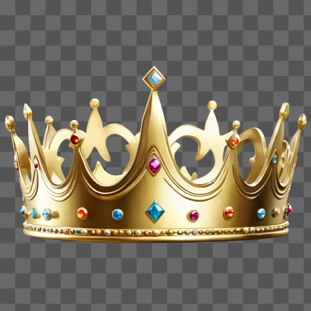 kawaii cute crown drawing A gold crown with colorful gems on it