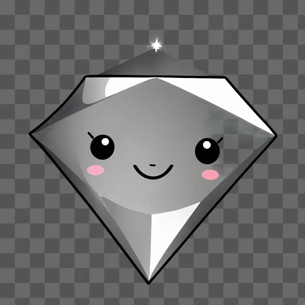 kawaii cute diamond drawing A diamond face with a star on top