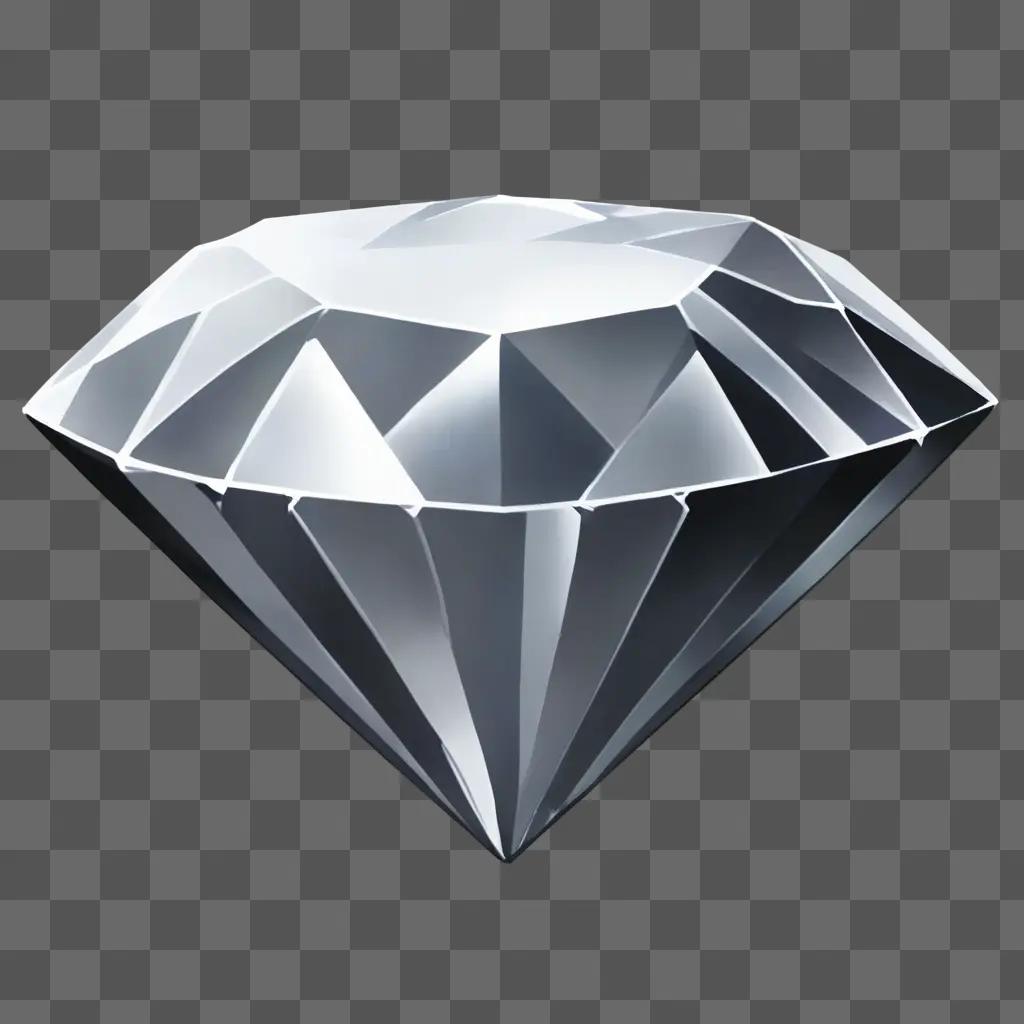 kawaii cute diamond drawing A diamond is shown in 3D on a gray background