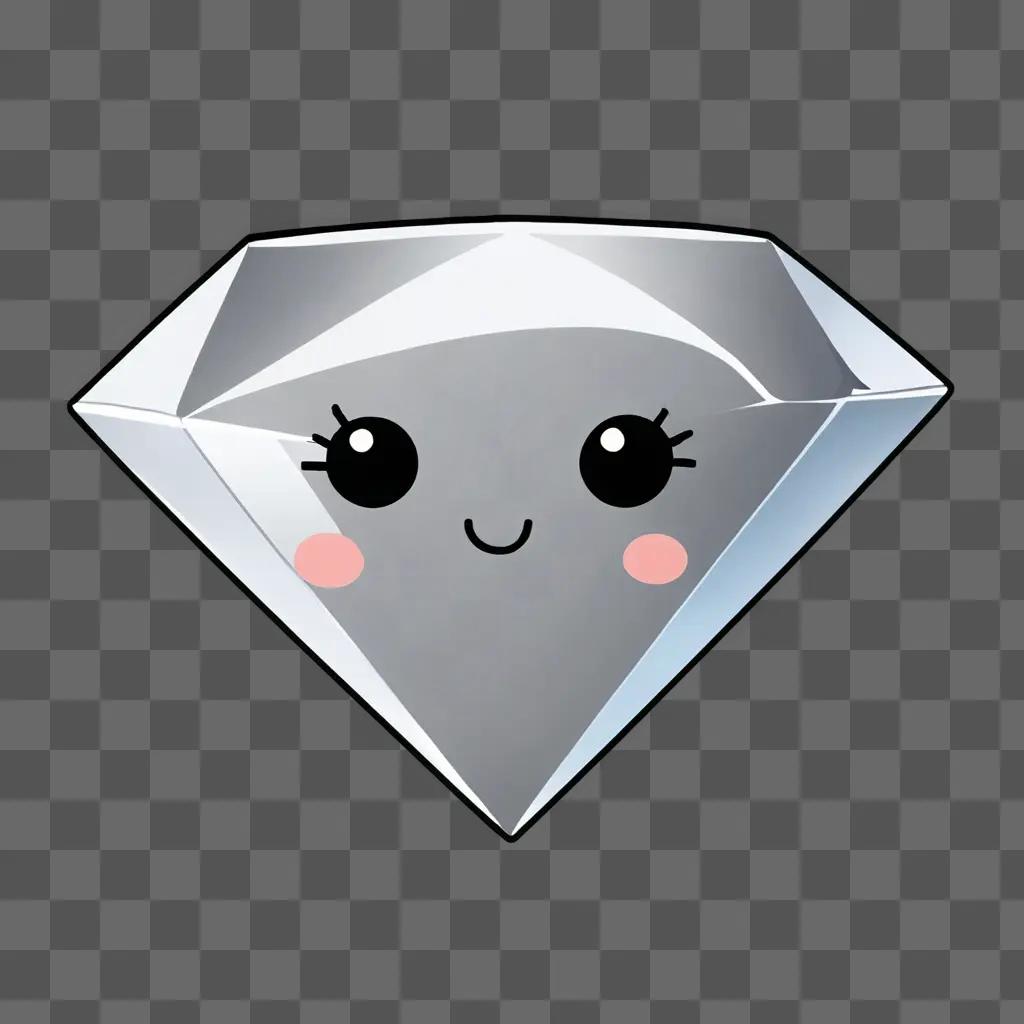 kawaii cute diamond drawing A diamond with a cute smile and pink cheeks