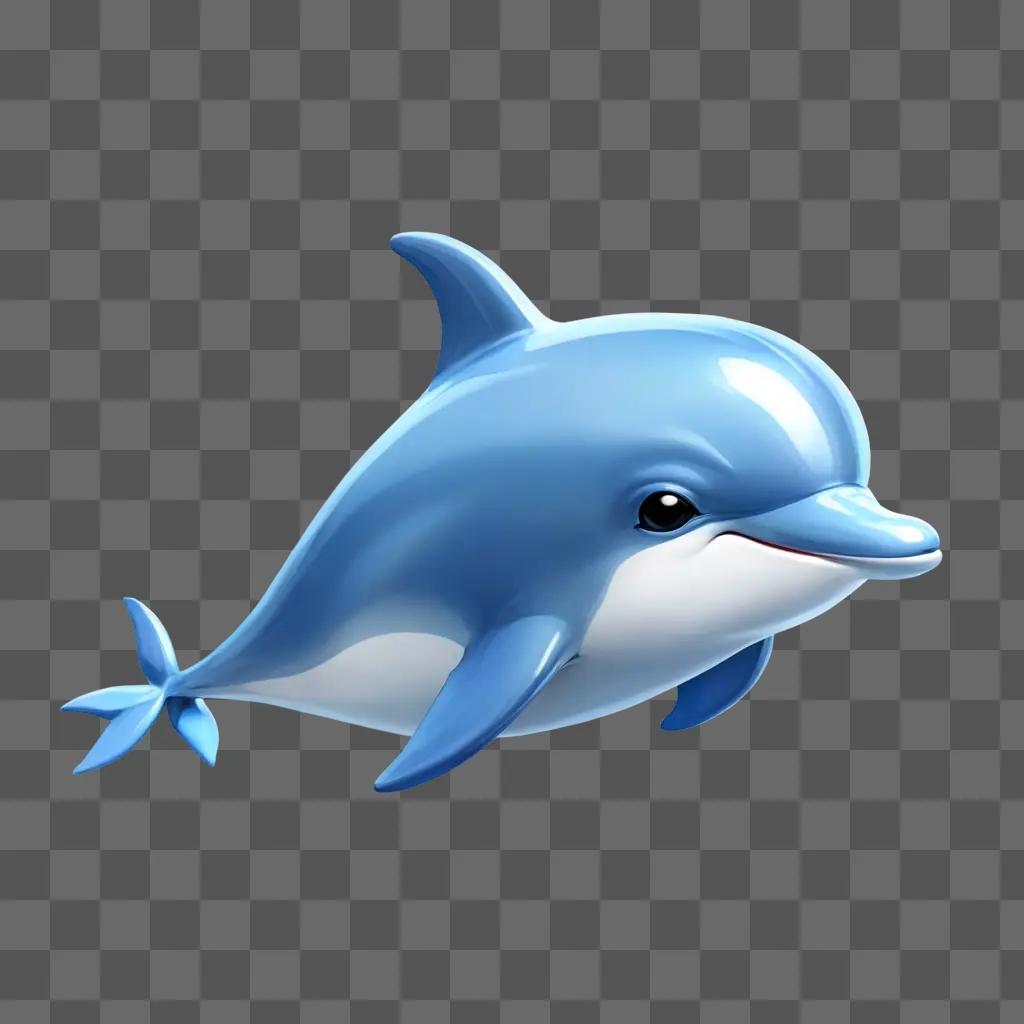 kawaii cute dolphin drawing A blue dolphin with a white stripe on its forehead