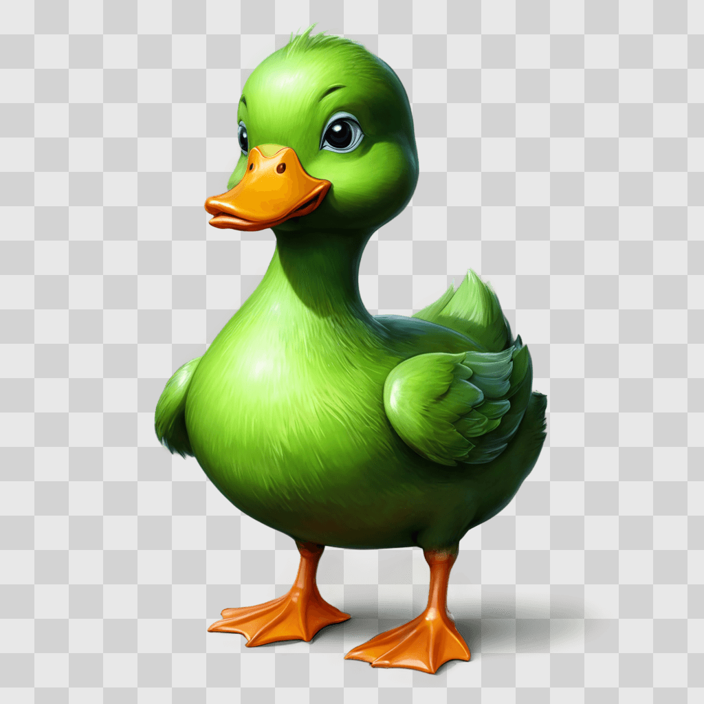 kawaii cute duck drawing A cartoon duck with green and orange features