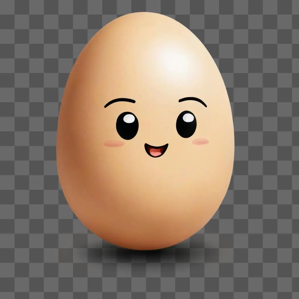 kawaii cute egg drawing A cartoon egg with a cute smile