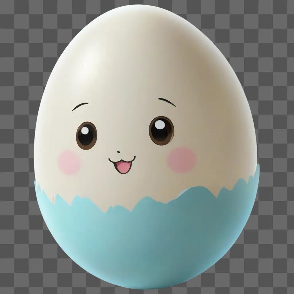 kawaii cute egg drawing A cute smiling egg with a white face