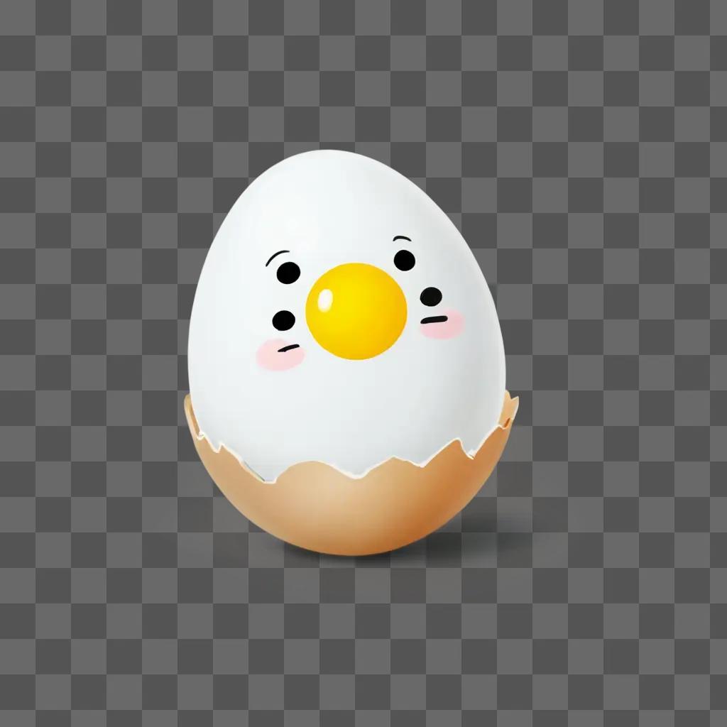 kawaii cute egg drawing An egg with a face painted on it