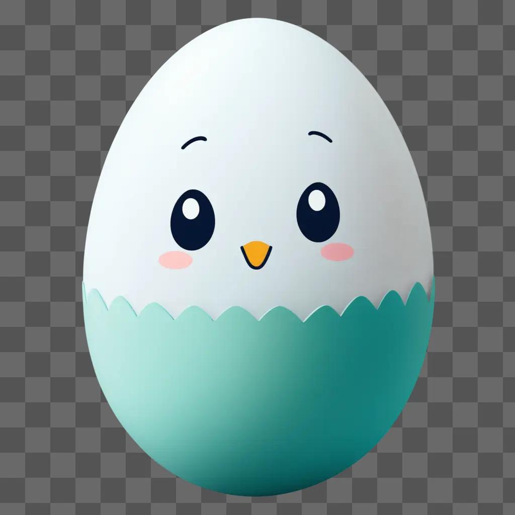 kawaii cute egg drawing with a pink face