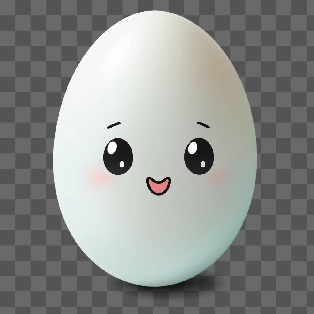 kawaii cute egg drawing with a pink nose