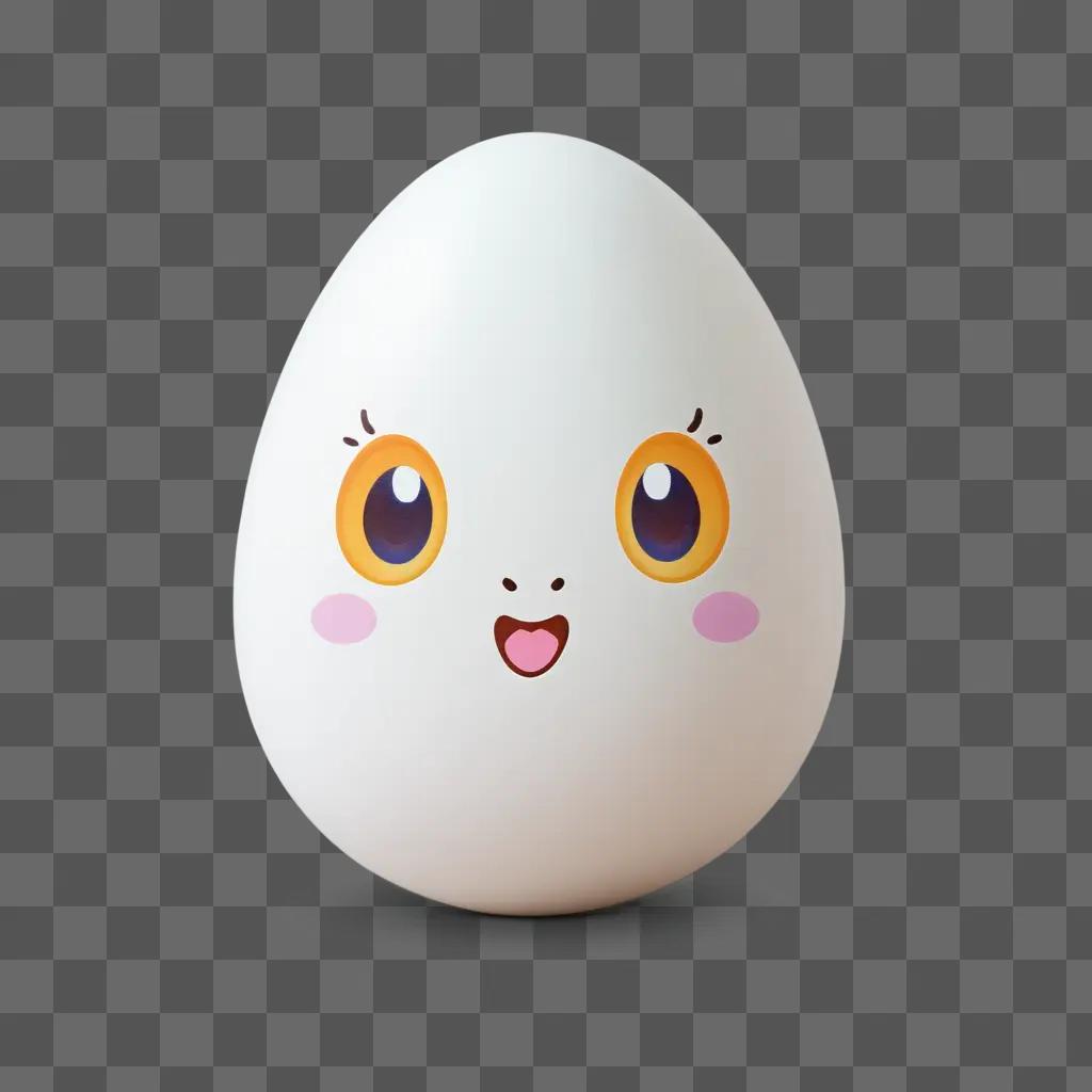 kawaii cute egg drawing with a smiling face