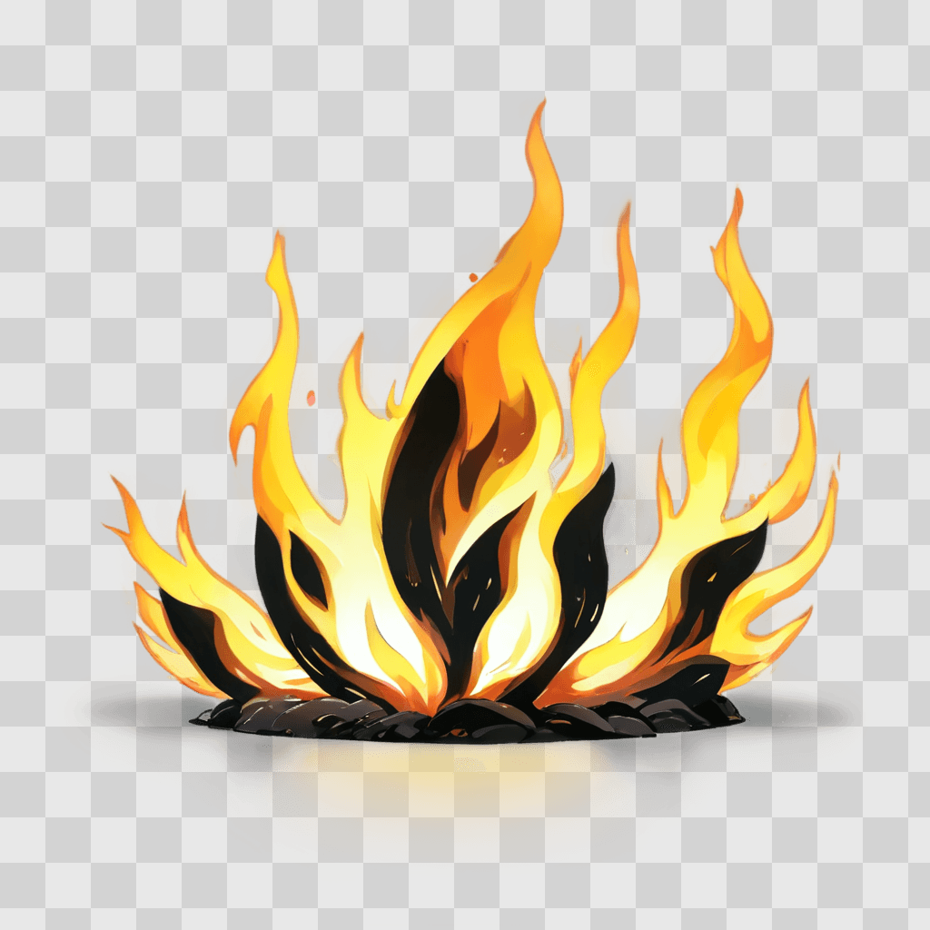 kawaii cute fire drawing A cartoon fire with yellow flames on a beige background